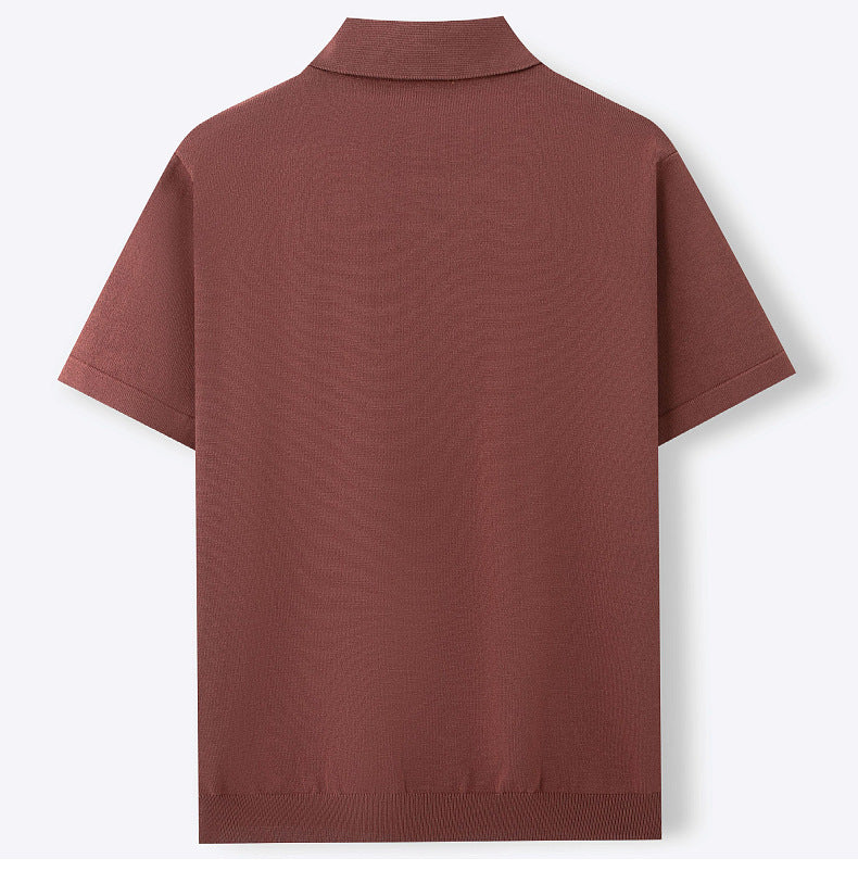 KZZ Men's High-Stretch Acrylic-Cotton Knit Polo Shirt
