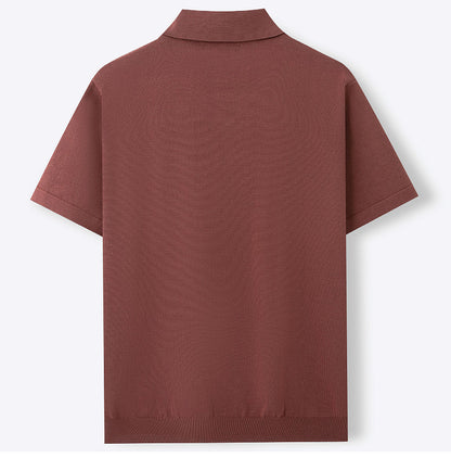 KZZ Men's High-Stretch Acrylic-Cotton Knit Polo Shirt