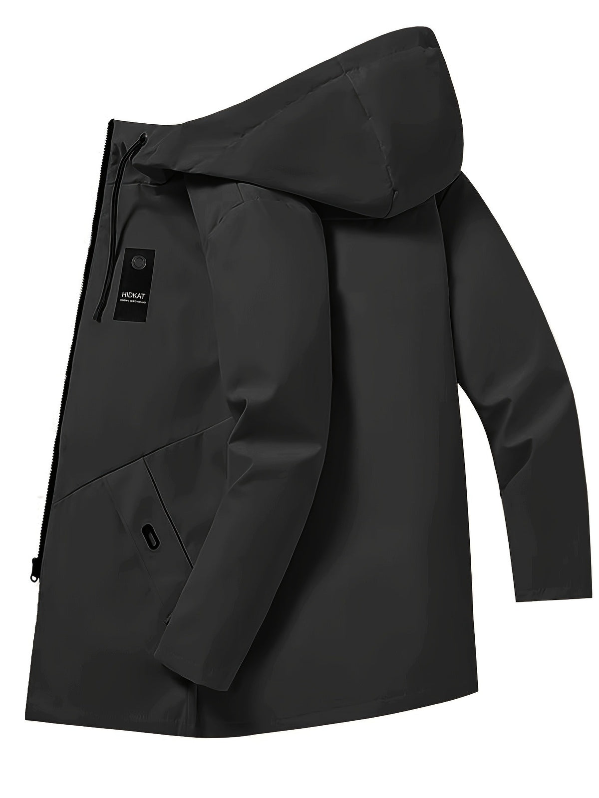 KZZ Men's Mid-Length Thin Top with Full Zipper and Drawstring Hood