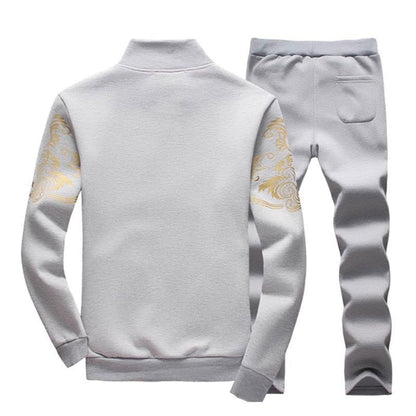 KZZ Everyday Casual Stand Collar Set Men's Fashionable Two-Piece All-Season Versatile