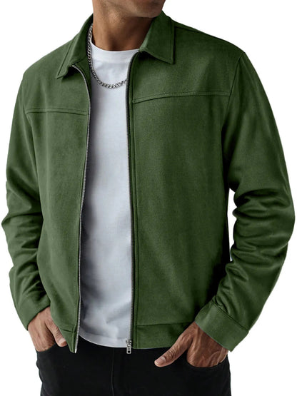 KZZ  Men's Suede Casual Versatile Long-Sleeved Jacket with Pockets