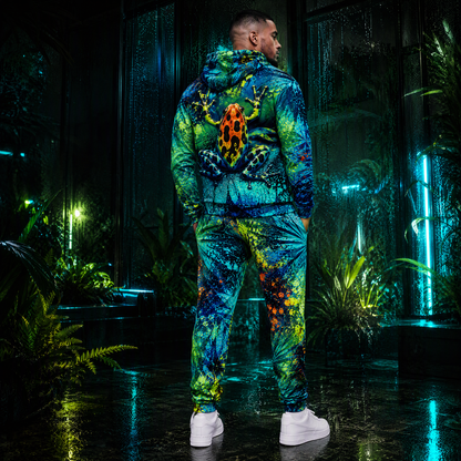 KZZ Men's Cool Printed Hoodie Tracksuit Two-Piece Street Style Sportswear