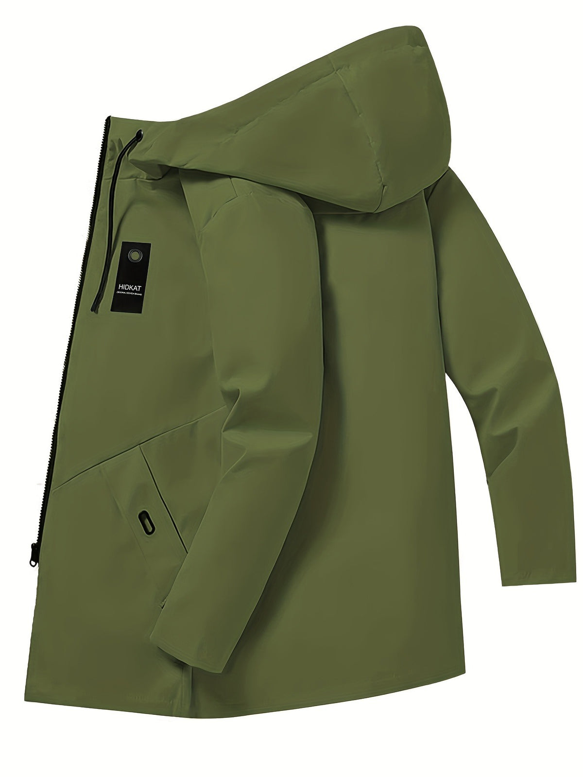 KZZ Men's Mid-Length Thin Top with Full Zipper and Drawstring Hood