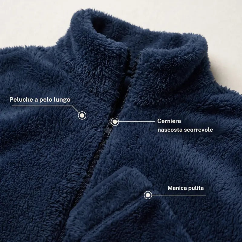 KZZ  Men's fleece stand-up collar full zip-up long-sleeved jacket