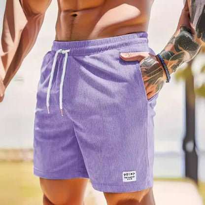KZZ Men's Letter Patchwork Print Pocket Shorts