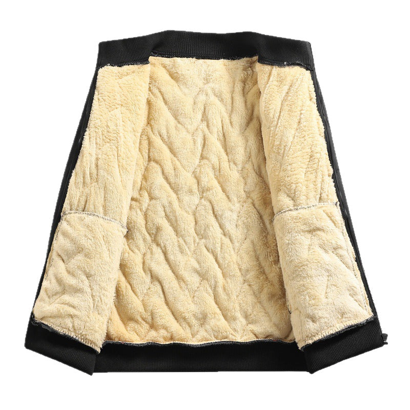 KZZ Men's Warm Fleece Lined Jacket with Zipper Closure ,Casual Sports Coat