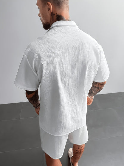 KZZ Men's Plus-Size Streetwear Two-Piece Set