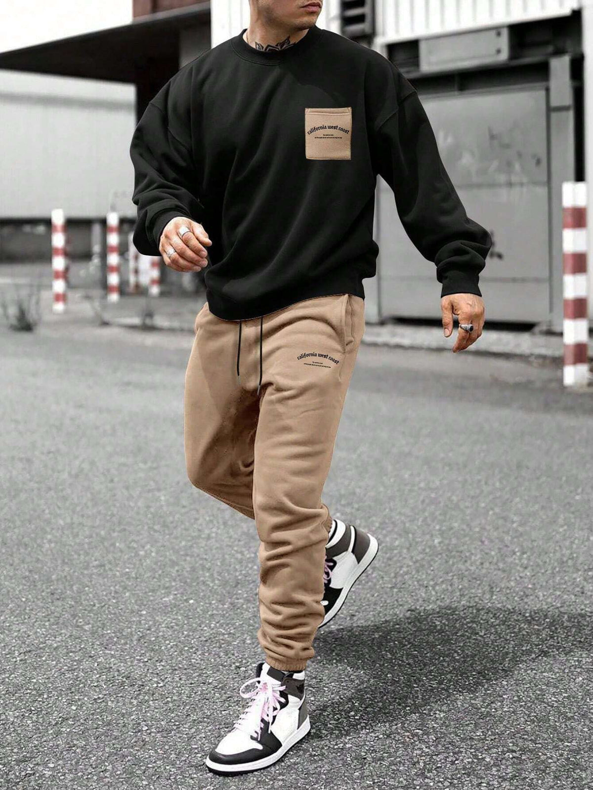 KZZ Crew-neck long-sleeve pullover and elastic-waist trousers