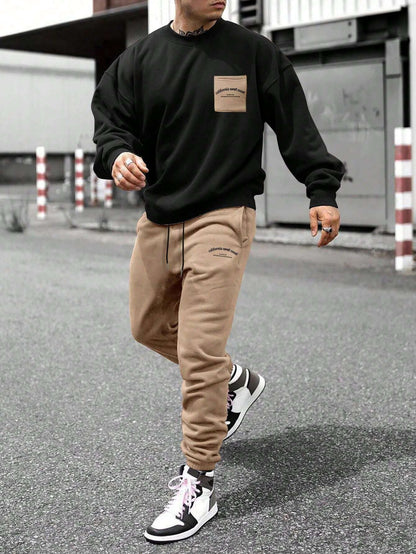 KZZ Crew-neck long-sleeve pullover and elastic-waist trousers