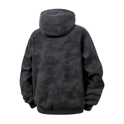 KZZ Plus-size warm full-zip hooded sweatshirt