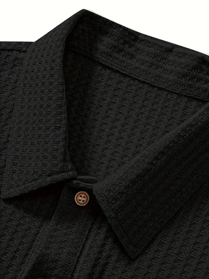 KZZ Men's solid color pique knit polo shirt