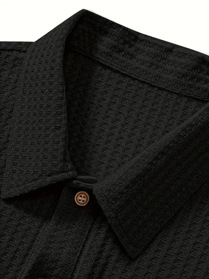 KZZ Men's solid color pique knit polo shirt