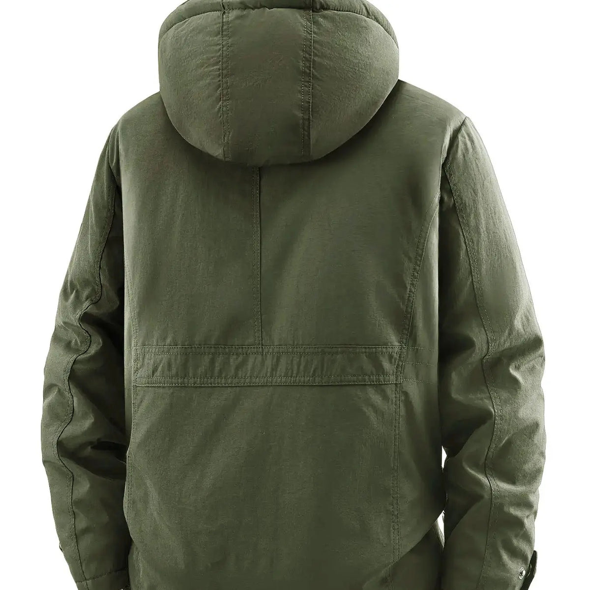 KZZ Men's winter fleece-lined hooded windbreaker