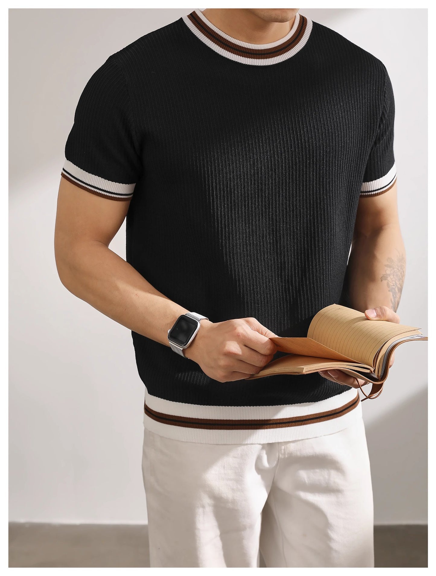 KZZ Casual Short-Sleeve Pullover Knit Top