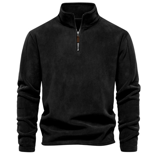 KZZ Men's Solid Half Zip Funnel Neck Polar Fleece Sweatshirt