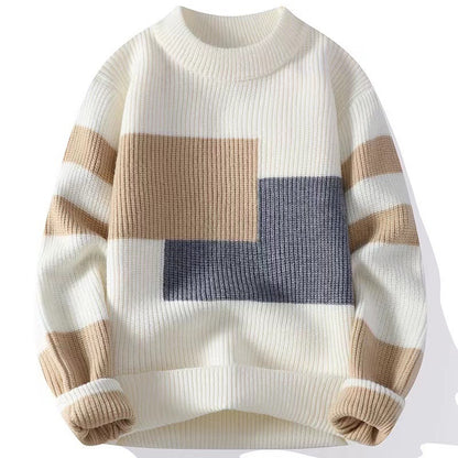 KZZ Men's Geometric Pattern Pullover Sweater