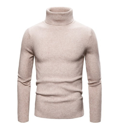 KZZ Fall Outfits Men's Knitted Ribbed Turtleneck/High Neck Slim Fit Basic Sweater