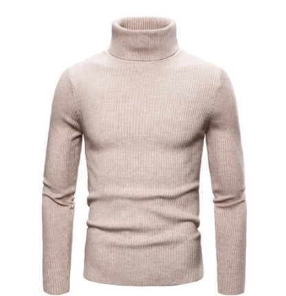 KZZ Fall Outfits Men's Knitted Ribbed Turtleneck/High Neck Slim Fit Basic Sweater