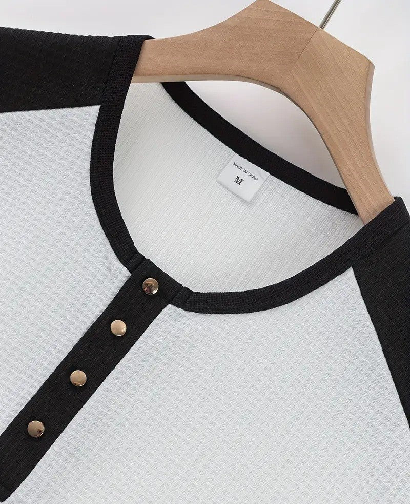 KZZ Men's Patchwork Henry Shirt