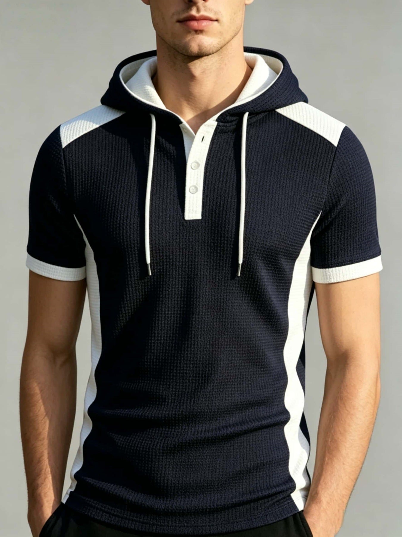 KZZ Waffle-Knit Short-Sleeve Top