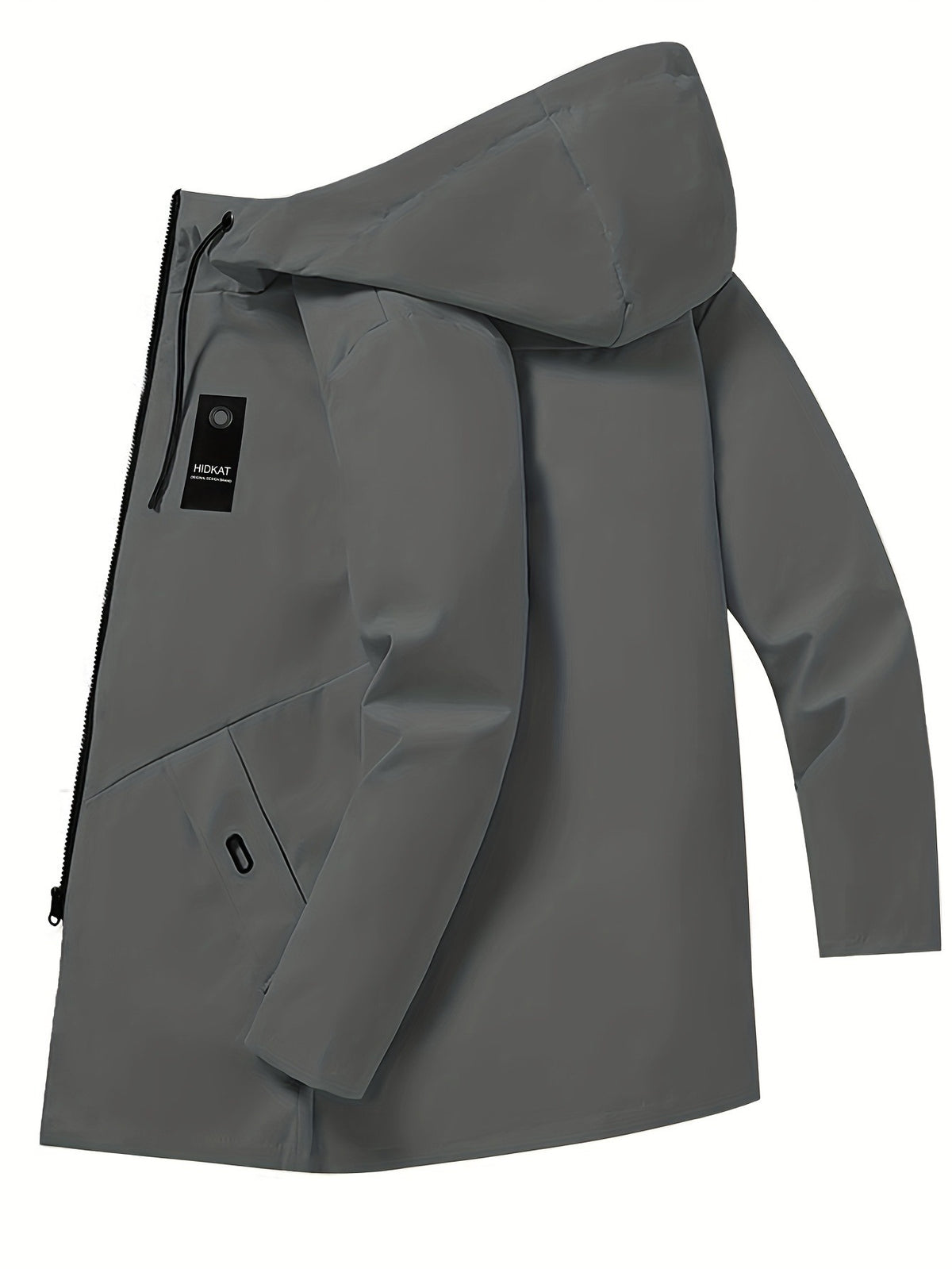 KZZ Men's Mid-Length Thin Top with Full Zipper and Drawstring Hood