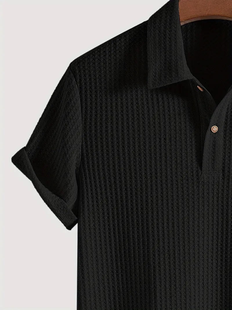 KZZ Men's solid color pique knit polo shirt