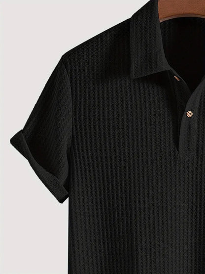 KZZ Men's solid color pique knit polo shirt