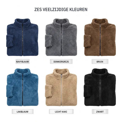 KZZ  Men's fleece stand-up collar full zip-up long-sleeved jacket