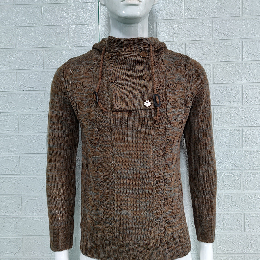 KZZ Autumn Men's Knitted Hoodie Pullover