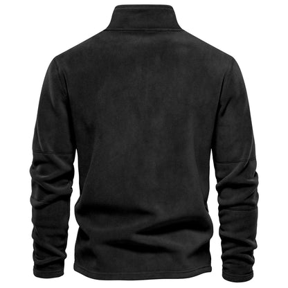 KZZ Men's Solid Half Zip Funnel Neck Polar Fleece Sweatshirt