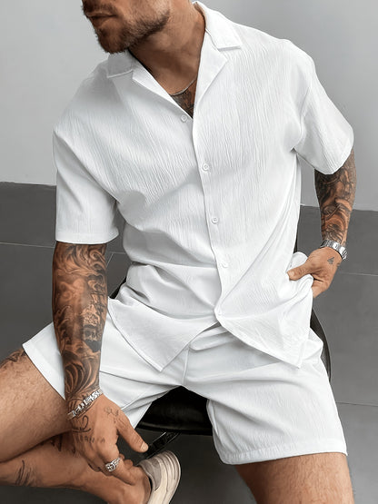 KZZ Men's Plus-Size Streetwear Two-Piece Set