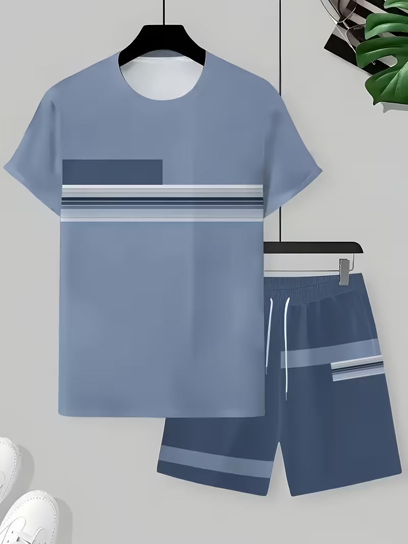 KZZ Men's short-sleeved shorts suit