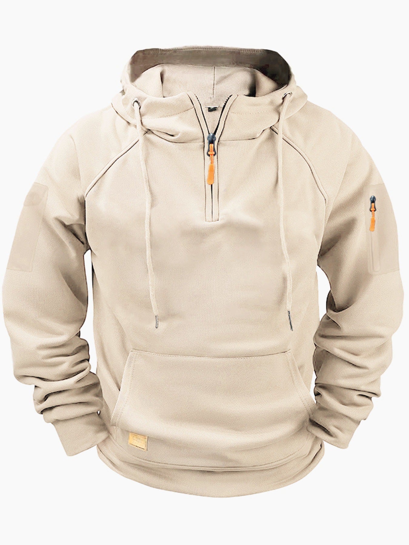 KZZ Men's Regular Fit Patched Pocket Drawstring Hoodie