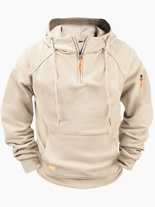 KZZ Men's Regular Fit Patched Pocket Drawstring Hoodie