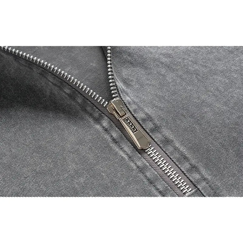 KZZ Men's Washed Half-Zip Hooded Sweatshirt