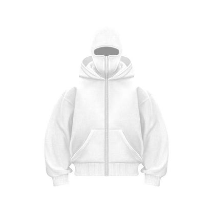 KZZ Jacket Zip Up Fashion Double Layer Hoodie Hip Hop Outerwear Jacket