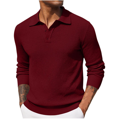 KZZ Fall Outfits Soft Menswear Knit Polo Shirts