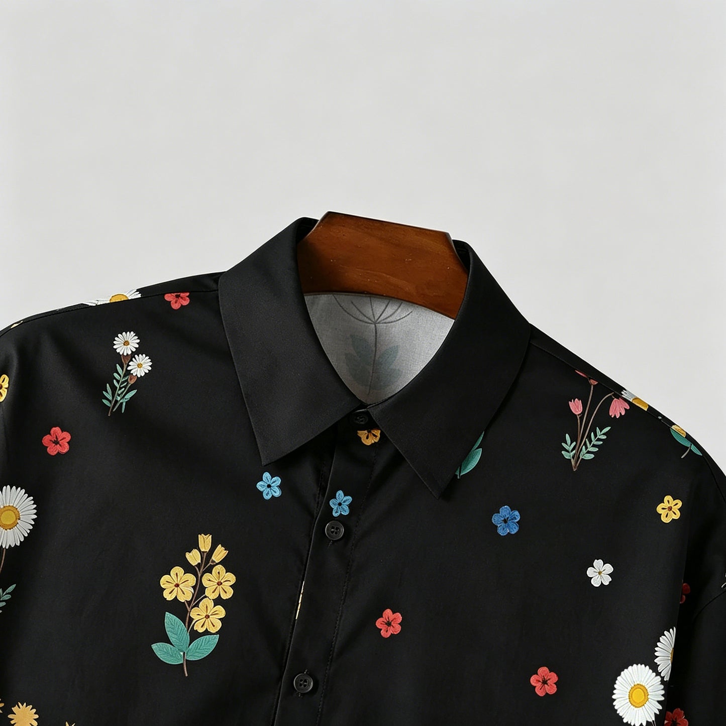 KZZ Men's Short-Sleeve Casual Floral Shirt