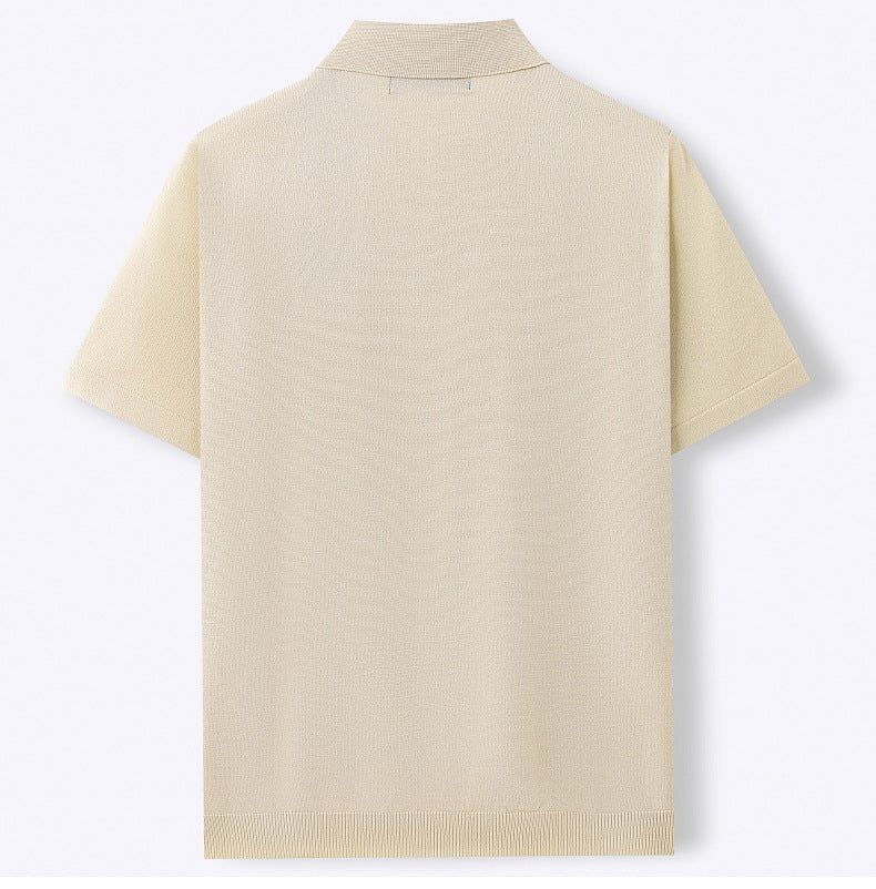 KZZ Men's High-Stretch Acrylic-Cotton Knit Polo Shirt
