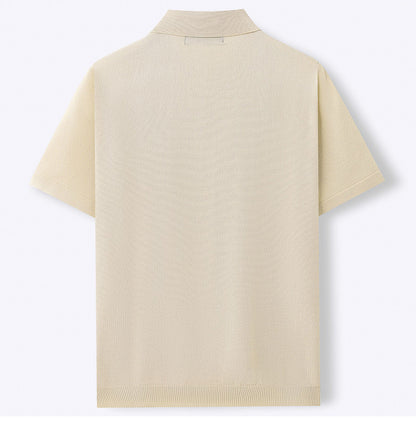 KZZ Men's High-Stretch Acrylic-Cotton Knit Polo Shirt