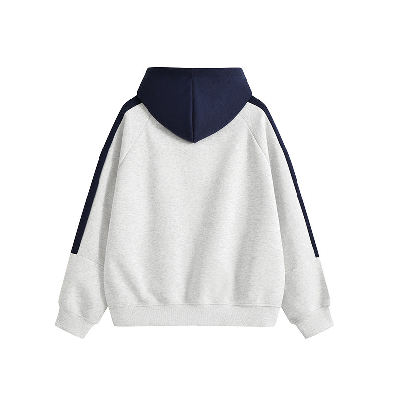 KZZ Men's Autumn Street Style Color Block Simple Pullover Hoodie