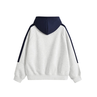 KZZ Men's Autumn Street Style Color Block Simple Pullover Hoodie