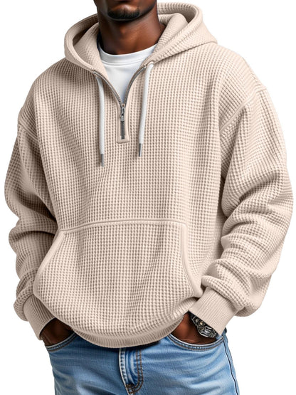 KZZ Men's waffle knit half-zip hoodie