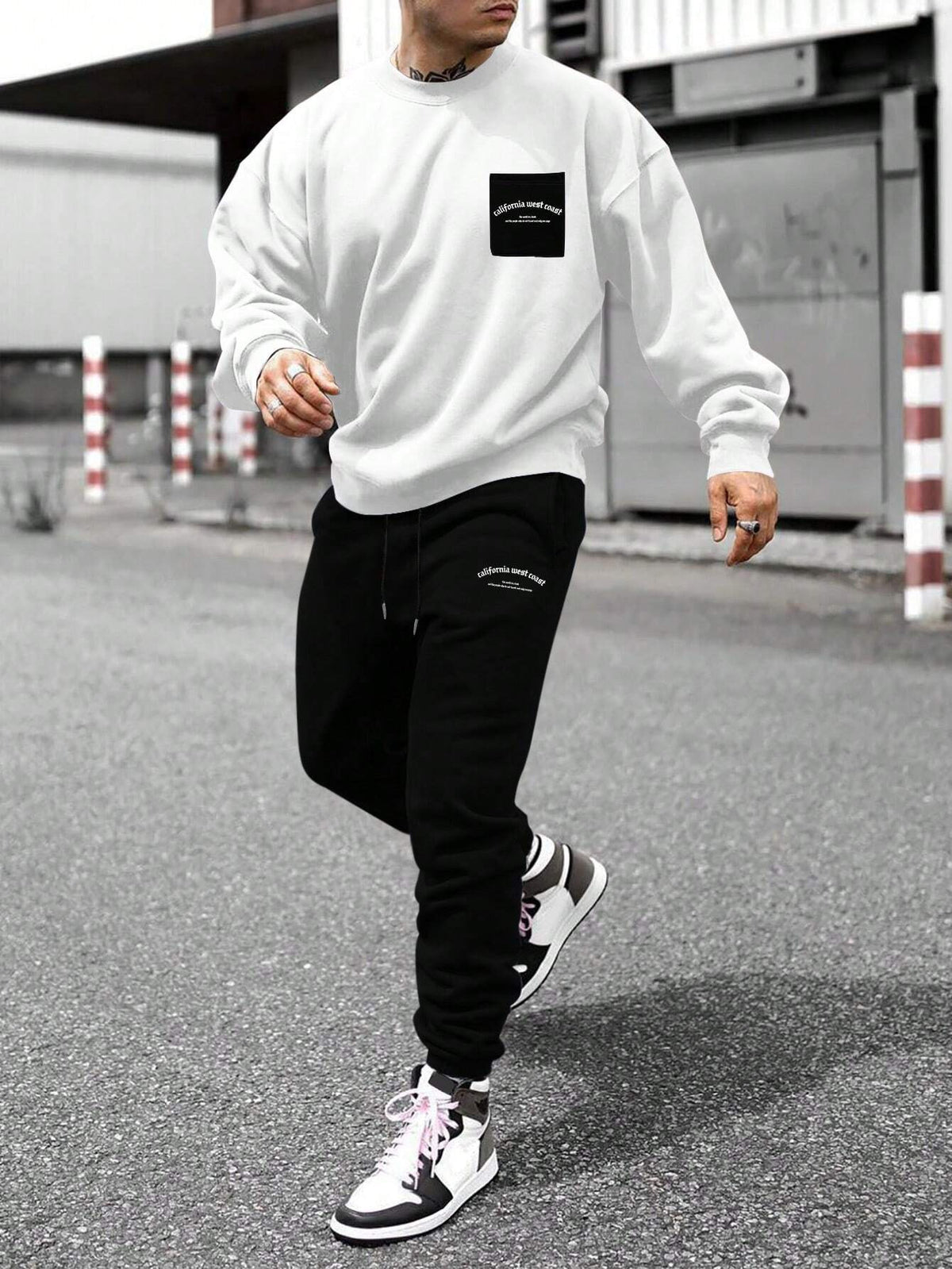 KZZ Crew-neck long-sleeve pullover and elastic-waist trousers