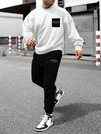 KZZ Crew-neck long-sleeve pullover and elastic-waist trousers