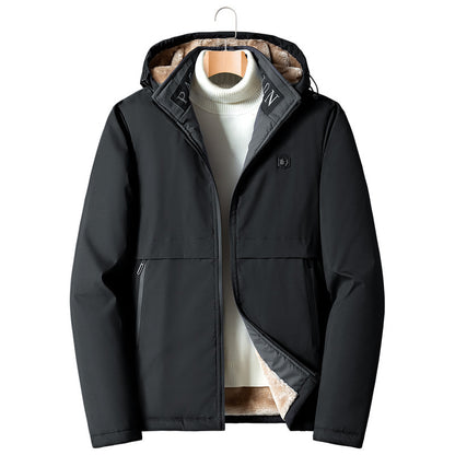 KZZ Men's Solid Thermal Lined Zip Up Heated Jacket