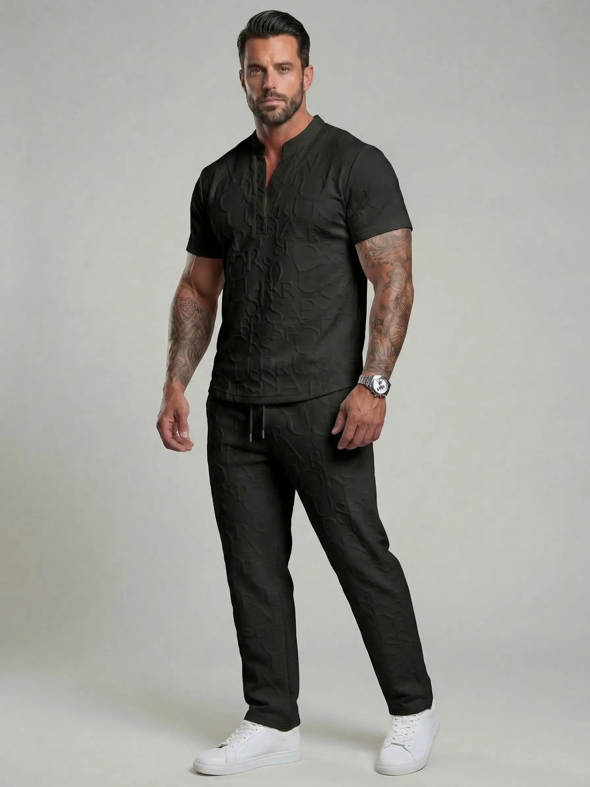 KZZ letter T-shirt and drawstring pants spring and summer casual set