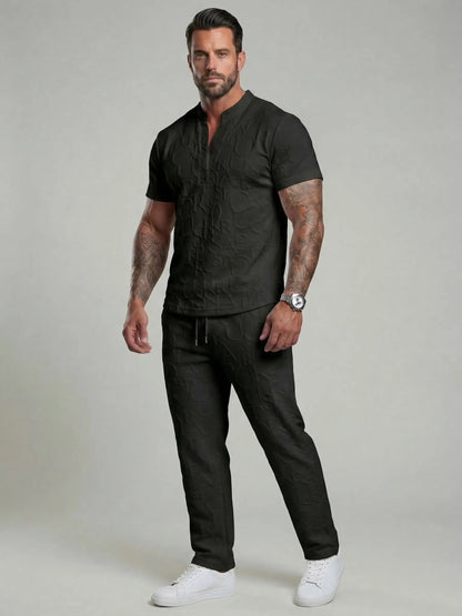 KZZ letter T-shirt and drawstring pants spring and summer casual set