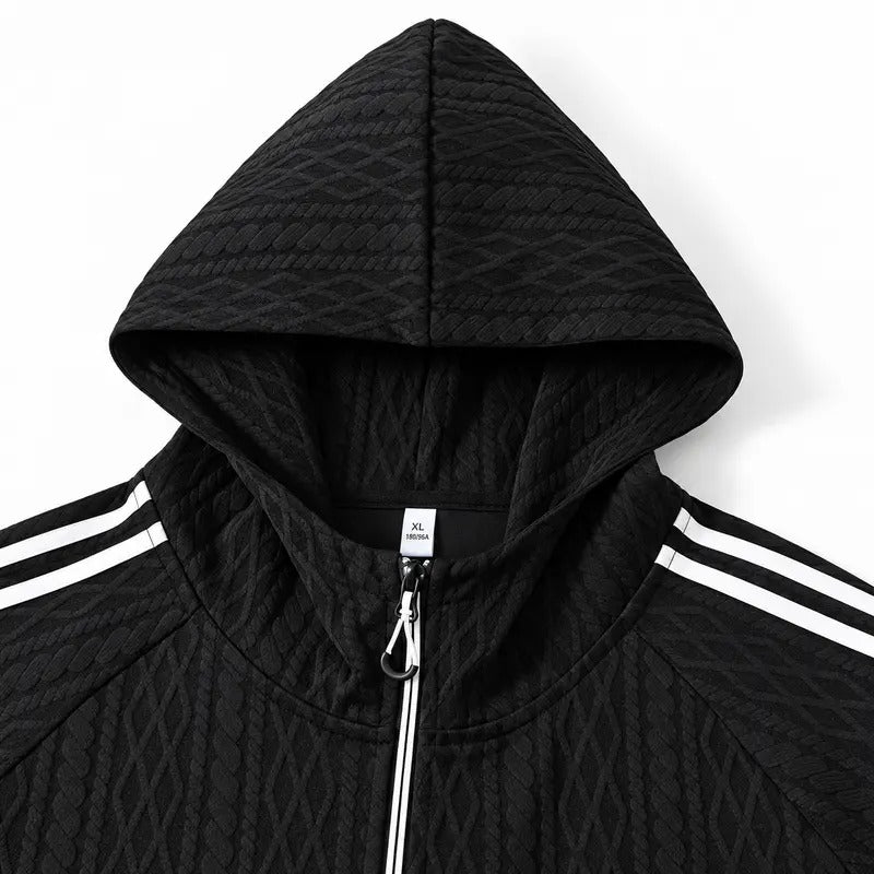KZZ Men's cable knit half-zip loose hoodie