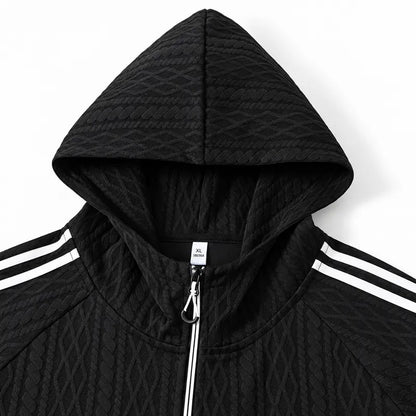 KZZ Men's cable knit half-zip loose hoodie